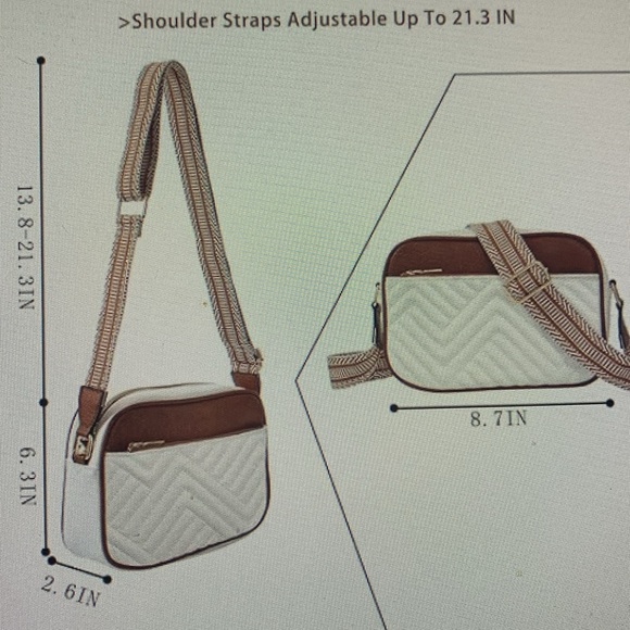 Small crossbody bag trendy vegan leather adjustable wide guitar strap - Picture 9 of 9